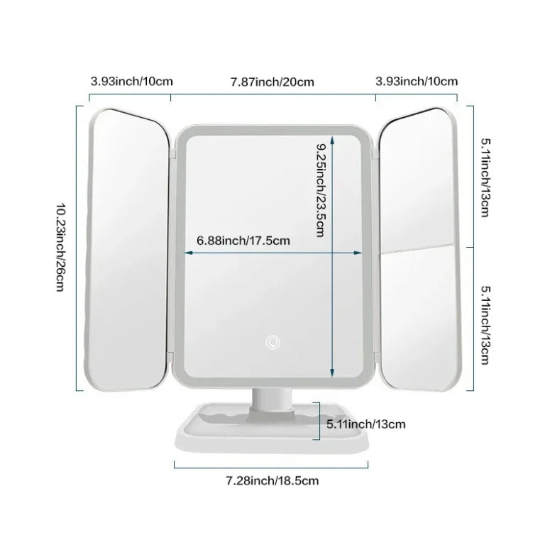 مرآة مع  إضاءة LED