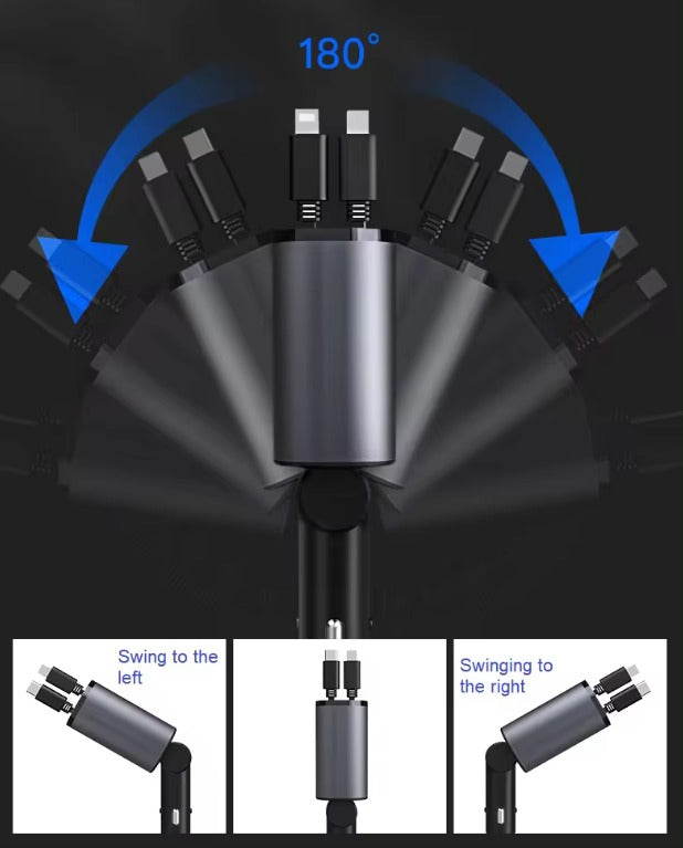 شاحن سيارة للهاتف قابل للسحب 4 في 1